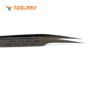 TEEJAY Plasma Black Lady Angular Stainless Steel Smooth Tip Isolation Eyelash Tweezers with Perfect Grip and Fine Tip - Product Image 4