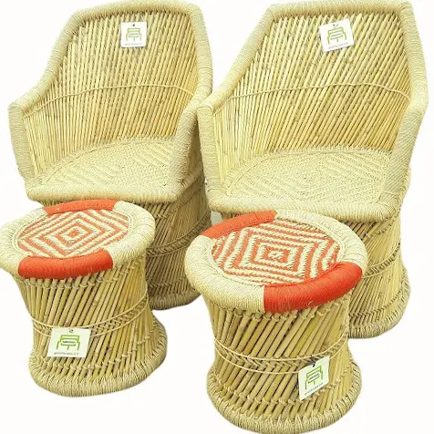 Лучшая цена, современный дизайн, обеденный стул с стулом, Плетеный вручную стул из ротанга с круглой оттоманкой, садовая мебель для гостиной