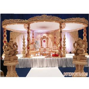 Mandap de Madera para Bodas Tradicionales Indias, Decoración Exclusiva para Mandap de Bodas, Magnífico Mandap de Bodas Tallado con Flores, Canadá - Product Image 1