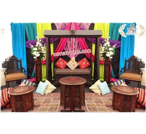 Columpio de madera de boda de calidad superior/Columpio de madera de teca marrón Jhula para decoración de boda decoración de fiesta musulmana Heena con Jhula - Product Image 1