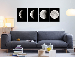 Eleganti Stampe su Tela Moderne in Bianco e Nero con Cornice, Decorazioni per la Casa, Dipinti Astratti delle Fasi Lunari - Product Image 4