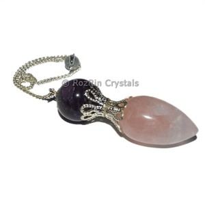 Tienda de lujo amatista y Rosa gota bola péndulos | Mayorista de lujo | Amatista y Rosa gota bola péndulos - Product Image 1
