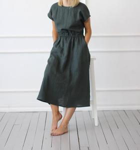Gray O-Neck Cap Sleeve Floor-Length Crepe Breathable Embroidered Formal Summer A-Line Women's <b>Dress</b> with Natural Waist - Product Image 5