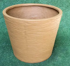 Attraktive Outdoor Indoor Light Brown Großhandel Pflanzer Trend Vertikale Round Pot FRP Blumenvase für Einkaufs zentrum und Hotels oder Häuser