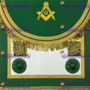 Delantal de cuero Scottish Rite Master Mason, Regalia masónica bordada a mano con insignia para coser, Color verde - Product Image 3
