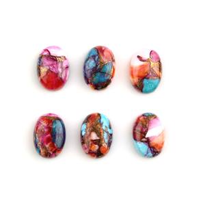 Cabochon à dos plat de haute qualité, 12x16mm, pour décoration de maison, Orange, violet, cuivre, Turquoise, forme ovale, lisse, pierre précieuse - Product Image 2