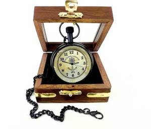 Montre de poche pour homme Antique Style rétro alliage classique chaîne boîte en bois avec cadran blanc taille 4.5 cm (diamètre) CHLW048 - Product Image 3