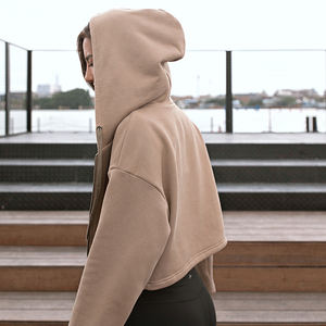 2021 High Quality Custom Wholesale Hot Long Sleeve cropped <b>Ladies</b> Woman Top Gym Pullover <b>Hoodie</b> Crop club Hoodies - Product Image 3