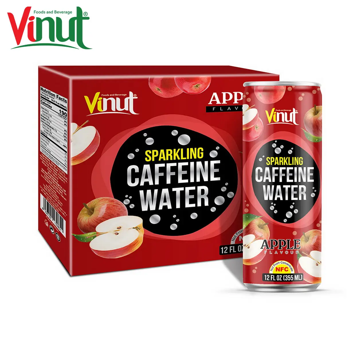 12 floz Latas de refrigerantes Carbonatados VINUT 4 Cafeína água Apple Fábricas Vietnam refrigerante diet amostra grátis Certificado GMP