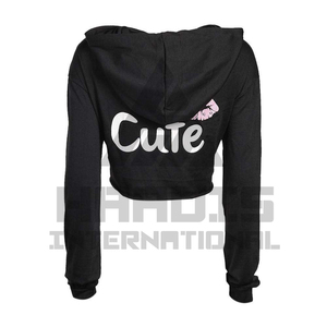 เสื้อฮู้ดเอวลอยของผู้หญิง,เสื้อครอปแบบใหม่ล่าสุดออกแบบโลโก้ได้ตามต้องการ - Product Image 2