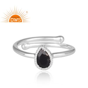 Bague de pierre précieuse pour filles, bijou noir, anneau de styliste, argent fin, fabrication de bijoux - Product Image 2