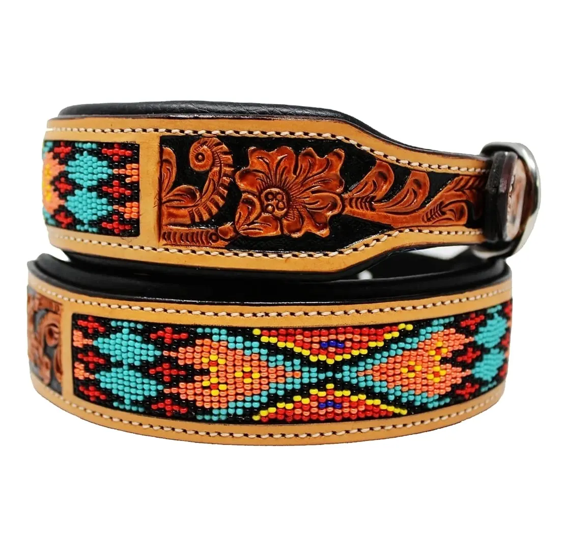 Custom Beaded Soft Padded High Quality Leather Dog Collar/Pet Collar/Cat Collar Wholesale Manufacturer All Sizes Available