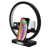 Yüksek kaliteli dok istasyonu kablosuz şarj 3 In 1 masa masa lambası hızlı QI kablosuz iPhone şarj cihazı 11 iWatch