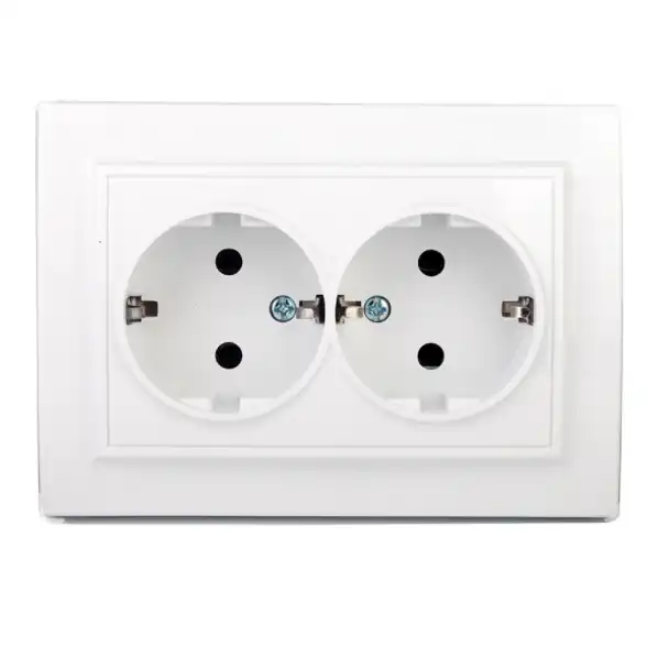 wall socket double with grounding thermoplastic