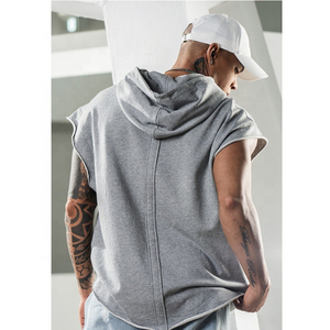 <b>Men's</b> <b>Sleeveless</b> Hooded Tank Tops Warm Gym Stringer Bodybuilding Fitness Sport Workout Singlet Loose Vest Hoodie Round Neck - Product Image 3
