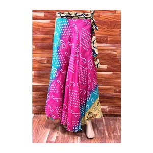 भारतीय लपेटें स्कर्ट रेशम पॉलिएस्टर मिश्रित रेशम कपड़े जादू के आसपास लपेटो स्कर्ट लड़कियों और महिलाओं के लिए लवली पुष्प मुद्रित के साथ