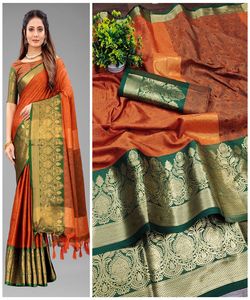 Banarasi saree en jacquard de soie avec chemisier vêtements pour femmes dames fête festival vêtements quotidiens sari en soie de coton doux vêtements à bas prix en gros - Product Image 4