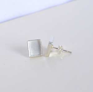 Pendientes de Plata de Ley 925 con forma de rectángulo hechos a mano, pendientes de 8 MM, joyería fina delicada al por mayor para mujer - Product Image 3