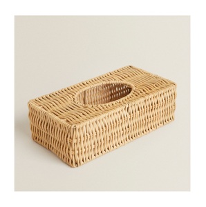 Handmade woven natural rattan car luxury tissue dispenser paper box holder cover case wholesale customization accepted