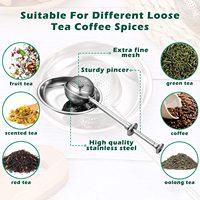 Set teh kopi pegangan panjang Infuser baja tahan karat bunga bola teh mekar warna-warni kustom