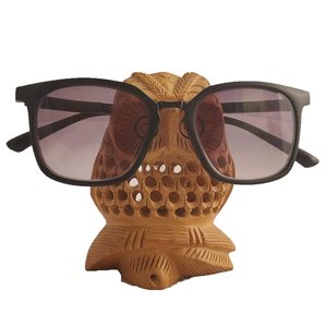 Wooden Owl Eyeglass Holder Hand Carved Sunglasses <b>Stand</b> Rustic Design Tabletop Wood Jali Carving Spectacle Display <b>Stand</b> - Product Image 3