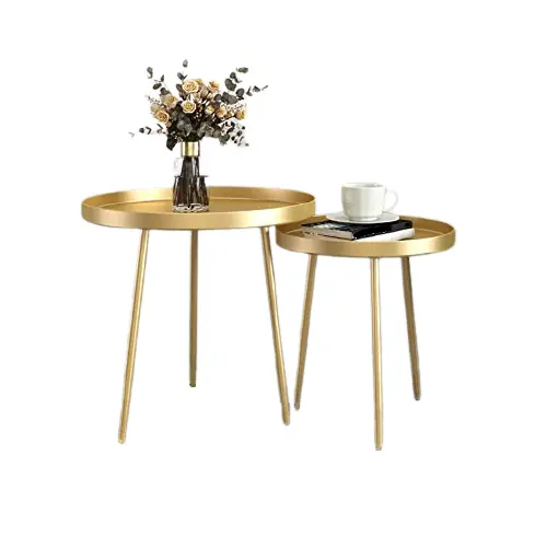 Оптовые цены, набор металлических боковых столов золотого цвета разных размеров, боковой столик высшего качества для гостиной