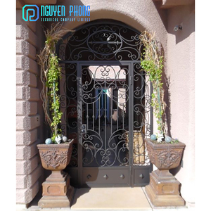<b>Best</b> Standard Wholesale Supplier Modern Exterior Main <b>Door</b> Wrought Iron Grill <b>Steel</b> Double Entrance <b>Doors</b> Design - Product Image 4