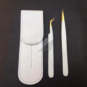 Pince à épiler d'extension de cils droite mince en forme de L courbée blanche mate Logo personnalisé Pointe pointue en acier inoxydable durable Logo personnalisé - Product Image 6