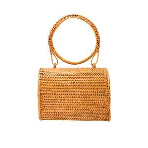 Sac Seau Rectangle Moderne pour Filles Durable Rotin Tissé Sacs à Main Fermeture à Glissière Broderie Décoration Sacs de Plage à la Mode - Product Image 3