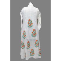 Tunique longue Kurti pour femme, style indien, 100 % coton, col en V, manches longues, coupe ample, longueur ras du sol, imprimé floral numérique, écologique et lavable