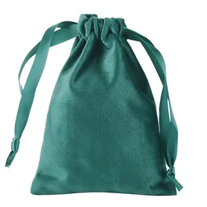 뜨거운 판매 녹색 핑크 작은 부드러운 벨벳 Drawstring 가방 도매 선물 보석 포장 벨벳 먼지 가방