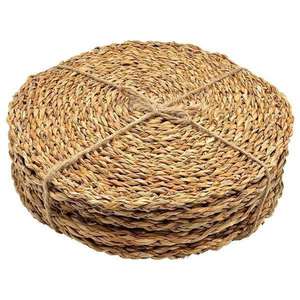 Retro Vintage Color Handmade <b>Round</b> Woven <b>Placemat</b> Seagrass Color-block Jute <b>Placemat</b> <b>Round</b> - Product Image 5