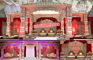 Mandap de mariage royal ouvert de style Marathi, décoration de scène de mariage Marathi, thème Rajasthani, mandap de mariage ouvert, vente aux États-Unis - Product Image 3