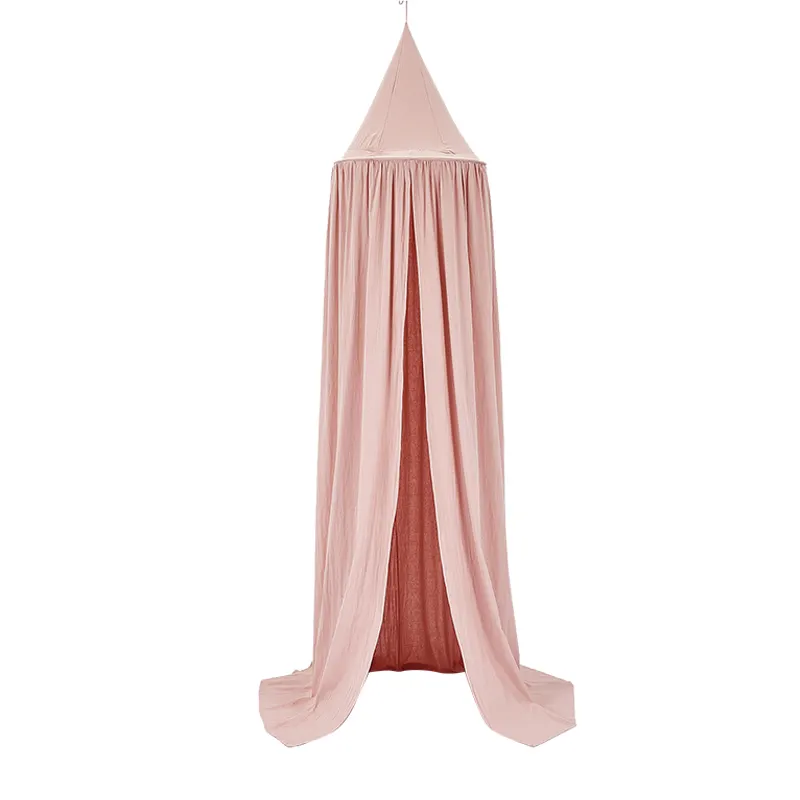 OEM-mosquitera colgante de algodón para niños, cuna, dosel, cortina para cama, Color rosa, azul y blanco