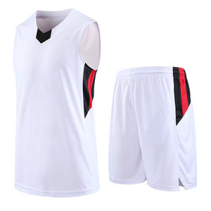 Vente en gros de maillots de basket-ball réversibles en jersey à col en V avec logo personnalisé 100% polyester, ensemble de pantalons, sans manches, prix bas, taille plus - Product Image 4