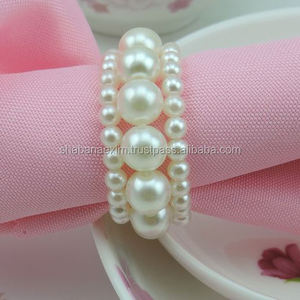 Rond de serviette de cuisine de luxe pour porte-serviettes cadeau fabriqué à la main fête de mariage fleur perle porte-serviettes anneau de l'Inde - Product Image 3