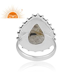 แหวนพลอยรูไทล์สีทองธรรมชาติ แหวนเงินแท้ 925 แบบฝังขอบ  ผู้ผลิตเครื่องประดับ คอลเลคชั่นคลาสสิก - Product Image 4