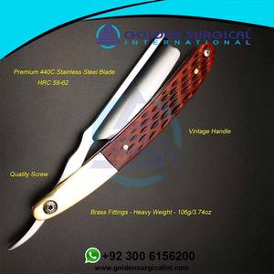 Maquinilla de afeitar recta con mango antiguo 440C para hombres, maquinilla de afeitar cortadora sólida de peso pesado con accesorios de latón - Product Image 6