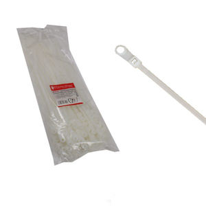 Gran oferta, bridas para cables de nailon blanco con cremallera con anillo, bridas de plástico autoblocantes multifuncionales de 8mm, 400mm de longitud, sin halógenos - Product Image 1