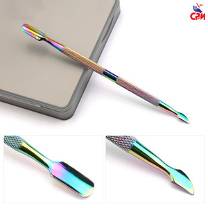 Pousse-cuticules professionnel en acier inoxydable à double tête arc-en-ciel, éliminateur de peaux mortes, manucure et pédicure de précision, soin des ongles - Product Image 4