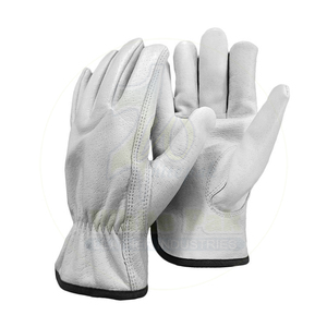 Gants de conducteur de camion en cuir de vachette de taille XL de qualité supérieure en cuir pleine fleur jaune avec fermeture au poignet gants de travail de sécurité antidérapants - Product Image 3