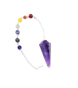 Pendules à cône d'améthyste de qualité supérieure pendule en cristal pendule en améthyste avec chaîne à 7 chakras pour la guérison et la spiritualité - Product Image 2