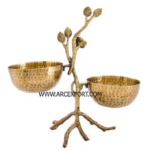 ชามเสิร์ฟโลหะตกแต่งสีทองเคลือบเงา งานแฮนด์เมด ดีไซน์ลายใบไม้ 4 ชั้น สำหรับใส่ช็อกโกแลต - Product Image 6