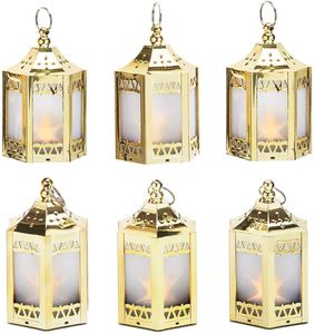 Set of 6 <b>Mini</b> Moroccan Gold Metal Candle <b>Lantern</b> of high quality and completely customization - Product Image 3