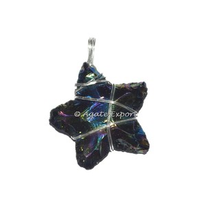 Aura Star Shaped Stone <b>Wire</b> Wrapped Pendant Healing Stone <b>Crafts</b> - Product Image 2