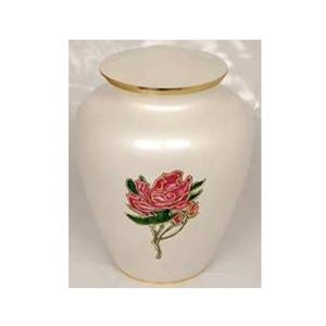 โกศเพลิงศพสีขาวมีสไตล์พร้อมมือทาสีเคลือบกุหลาบงานศพเถ้ามนุษย์ ขายดีที่สุด โกศฝังศพด้านหน้า โกศที่ระลึก - Product Image 1