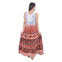 Falda Casual con Estampado Animal hasta la Rodilla para Mujer, Diseño Cruzado, 100% Algodón, Estilo Étnico, Gitano, Hippie, Indio, Bohemio