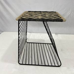 Meubles de maison modernes tissés à la main sac en corde de jute pour les tables basses de salon avec matériau en fer - Product Image 4