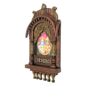 Diseño de enclavamiento de madera pared decorativa Jharokha templo para decoración de la casa pared Jharokha templo espejo marco - Product Image 1