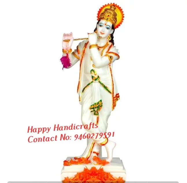 Handmade unique marble-dust very fine carved beautiful krishna god home decorative matchless gifts marble dust 17 Inch